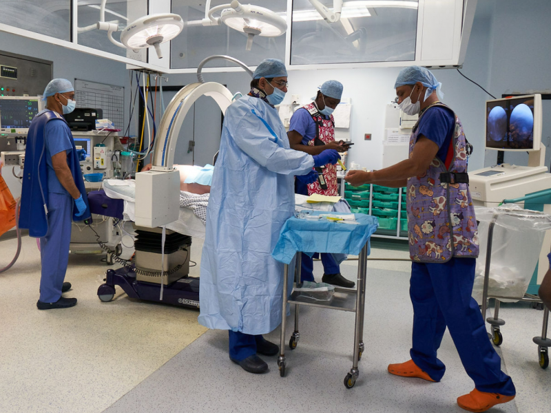 An elective surgery team prepare to operate at the Croydon University Hospital Elective Care Centre
