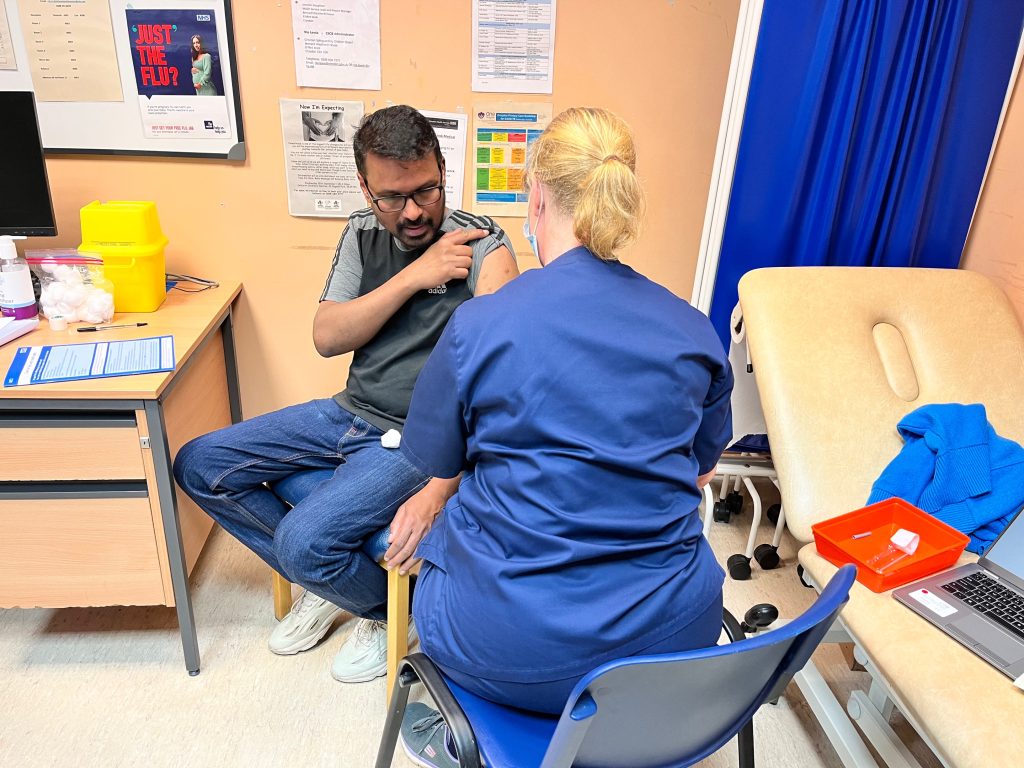 Man getting his Covid-19 vaccination 