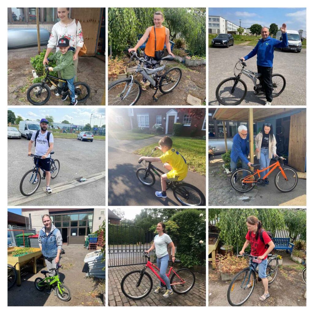 Montage of photos from Polish Family Association Bike Shed scheme