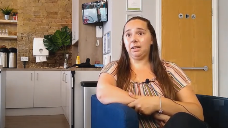 Chloe, a person with lived experience of homelessness, at The Sutton Pod