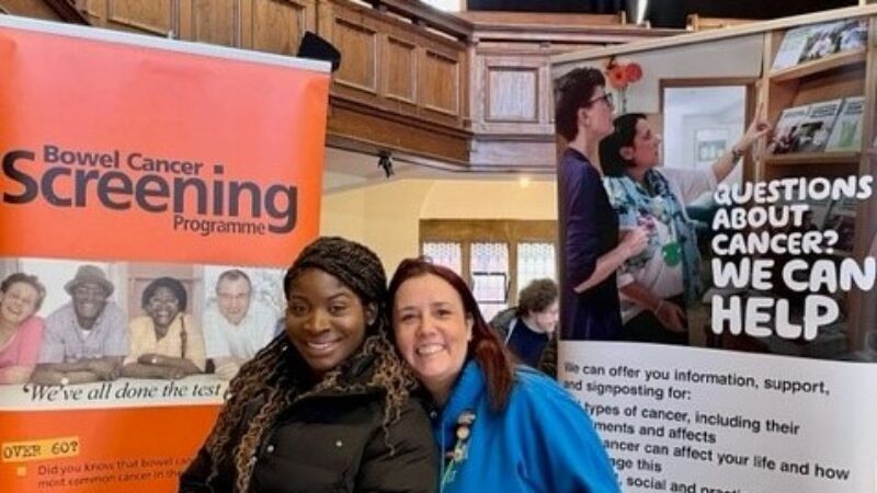 Lisa-Lyna Ofosu-Asare, Health Improvement Specialist and Estelle le Galliot, Health and Wellbeing Coordinator from St Georges at the Lantern centre community health fair in January 2023