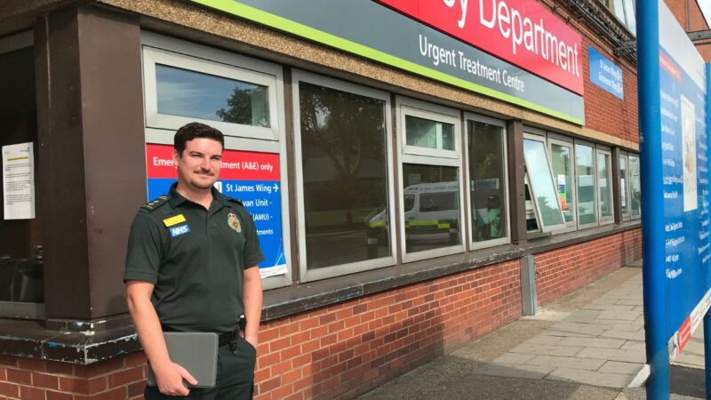 Hosptial ambulance liaison officer (Halo) Andrew Fitzgerald outside the emergency department St George's Hospital