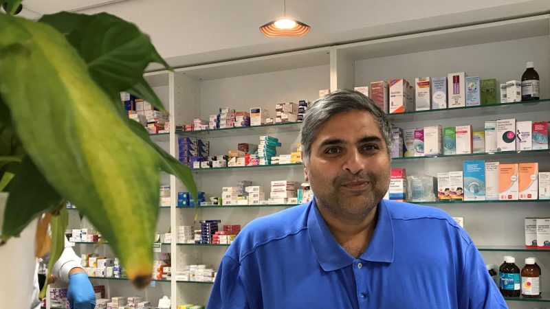 Community pharmacist Mayank Patel in Pearl Chemist Tooting