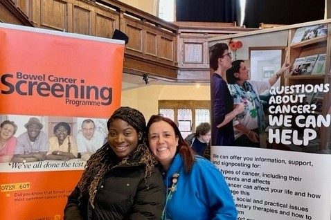 Lisa-Lyna Ofosu-Asare, Health Improvement Specialist and Estelle le Galliot, Health and Wellbeing Coordinator from St Georges at the Lantern centre community health fair in January 2023