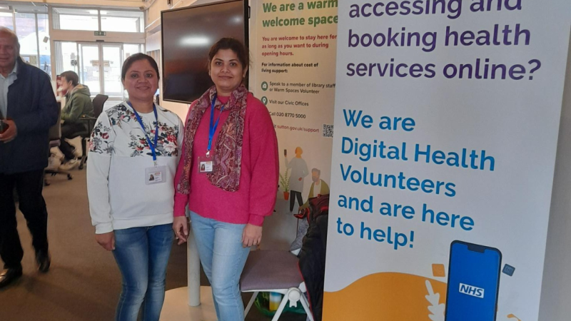 Two Digital Health Volunteers at Sutton Central Library